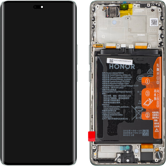 Display med Touchscreen Honor Magic7 Lite, med Ramme og Batteri, Turkis (Jade Cyan), Service Pack 0235AMQQ