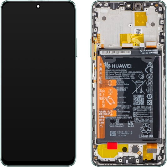 Berøringsskjerm Huawei nova Y90, med ramme og batteri, smaragdgrønn, Servicepakke 02355ARG