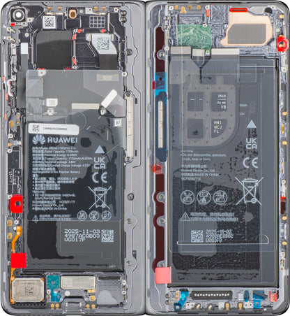 Display med Touchscreen Huawei Mate X7, med Ramme og Batteri, Grå, Service Pack 02357JRM
