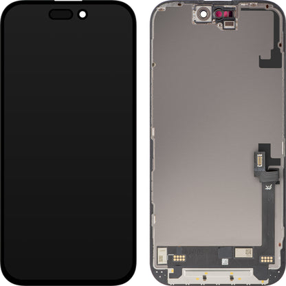 Display med Touchscreen JK for Apple iPhone 16, med ramme, LCD In-Cell IC Movable-versjon, Svart