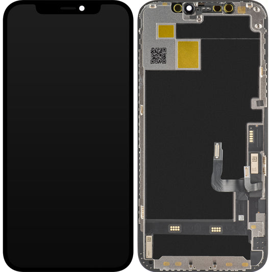JK berøringsskjerm for Apple iPhone 12 / 12 Pro, med ramme, OLED IC Flyttbar versjon, svart
