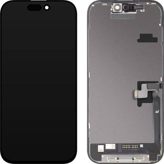 JK berøringsskjermdisplay for Apple iPhone 16 Pro, med ramme, LCD In-Cell IC flyttbar versjon, svart