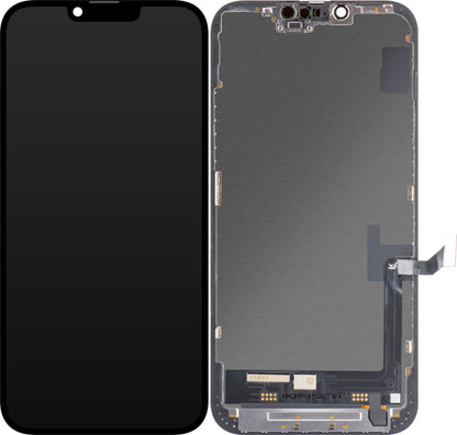 JK berøringsskjerm for Apple iPhone 14 Plus, med ramme, In-Cell LCD-versjon, svart 