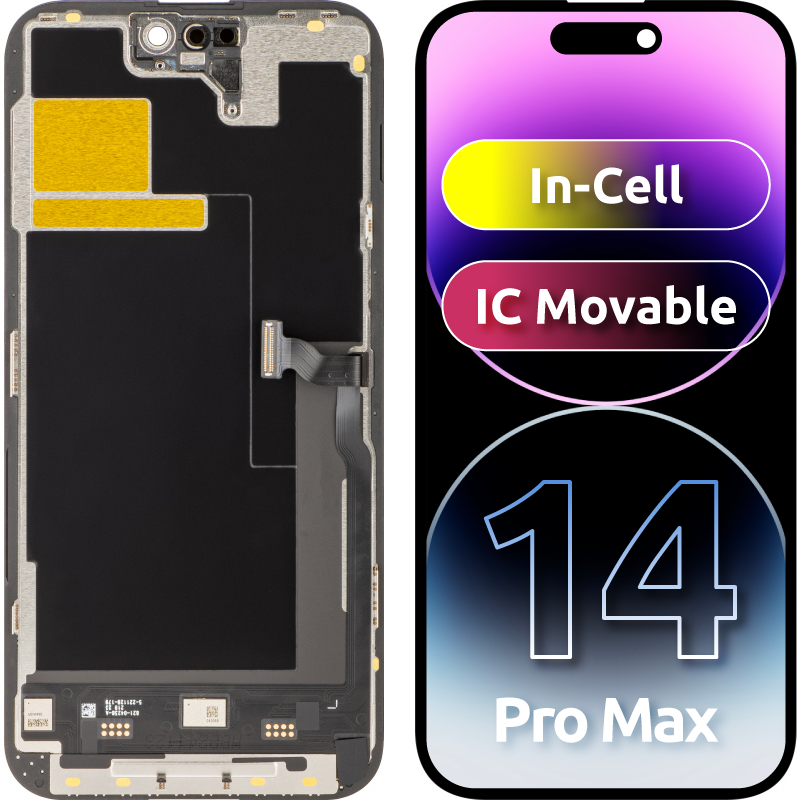 Display med Touchscreen JK for Apple iPhone 14 Pro Max, med Ramme, LCD In-Cell IC Movable Versjon, Svart