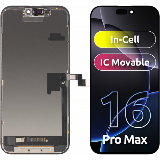 Display med JK Touchscreen for Apple iPhone 16 Pro Max, med ramme, LCD In-Cell IC Movable versjon, Svart