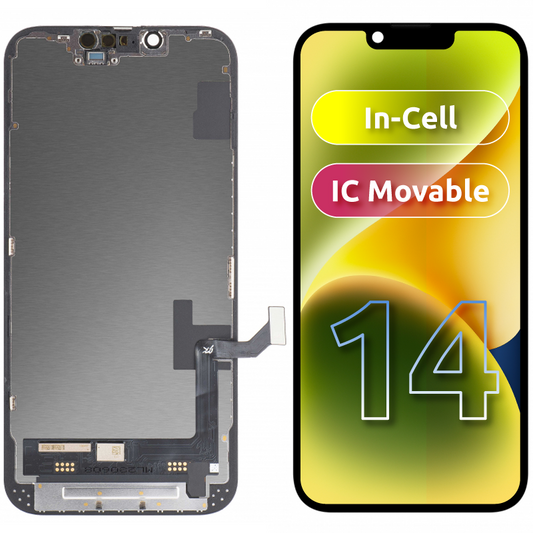 JK berøringsskjerm for Apple iPhone 14, med ramme, In-Cell LCD-versjon, svart 