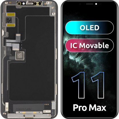 Display med Touchscreen JK for Apple iPhone 11 Pro Max, med Ramme, OLED IC Movable Versjon, Svart