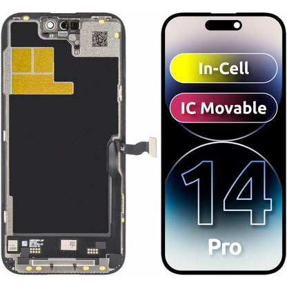 JK berøringsskjermdisplay for Apple iPhone 14 Pro, med ramme, LCD In-Cell IC flyttbar versjon, svart
