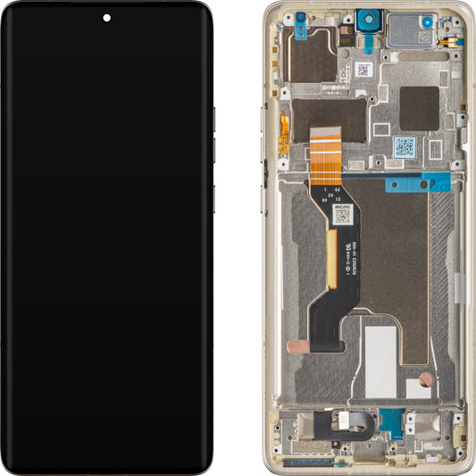 Berøringsskjerm Motorola Edge 50 Ultra, med ramme, Beige (Nordic Wood), Servicepakke 5D68C24484
