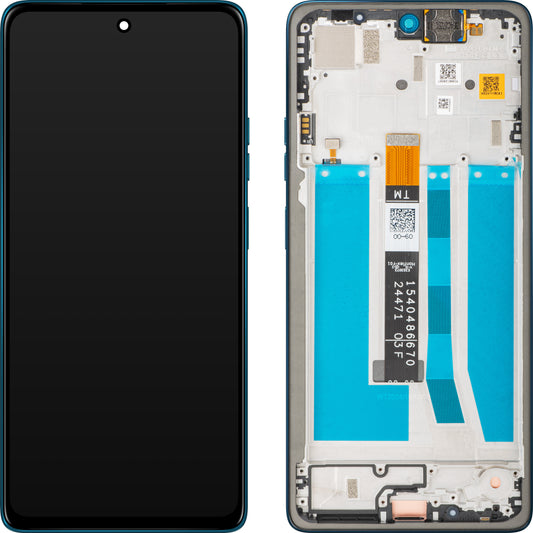 Display med Touchscreen Motorola Moto G75, med Ramme, Blå (Relucent Blue), Service Pack 5D68C29067