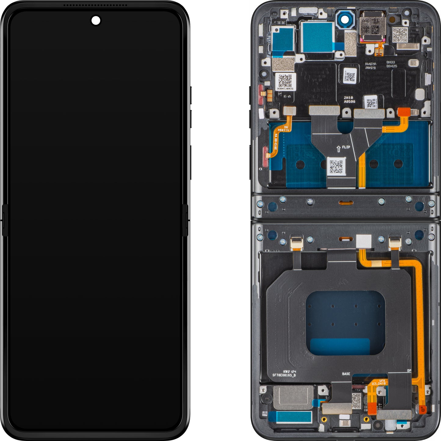 Display med Touchscreen Motorola Razr 2024 / Razr 50, med Ramme, Under Inner, Grå (Steel Wool), Service Pack 5D68C24806