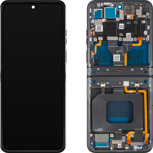 Display med Touchscreen Motorola Razr 2024 / Razr 50, med Ramme, Under Inner, Grå (Steel Wool), Service Pack 5D68C24806