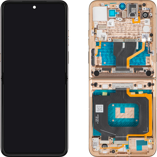 Display med Touchscreen Motorola Razr 60 Ultra, med ramme, Under Inner, Beige (Mountain Trail), Service Pack 5D68C30087