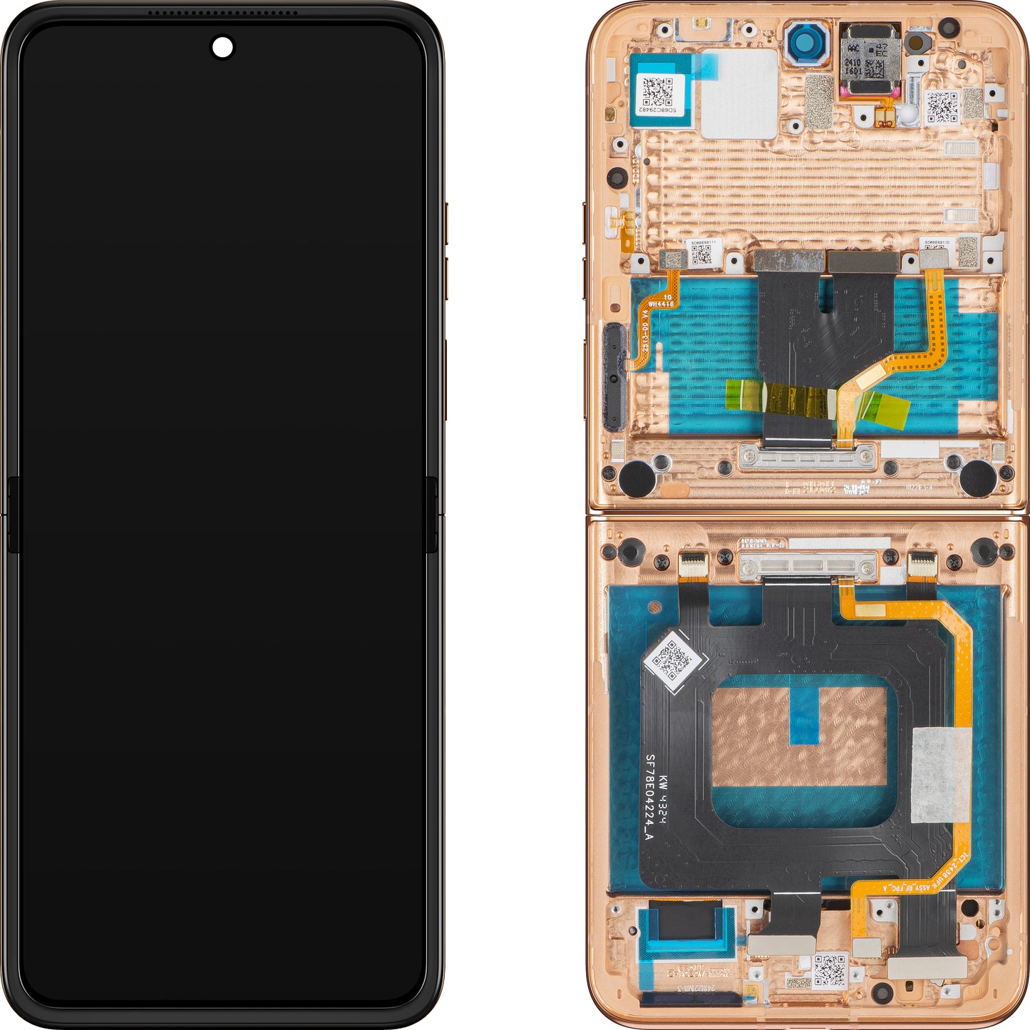 Display med Touchscreen Motorola Razr+ 2025 / Razr+ 2024 / Razr 50 Ultra, med Ramme, Under Inner, Brun (Mocha Mousse), Service Pack 5D68C29482