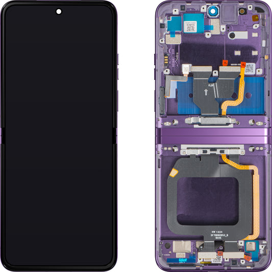 Display med Touchscreen Motorola Razr 40, med Ramme, Under Inner, Lilla (Grape Compote), Service Pack 5D68C22836