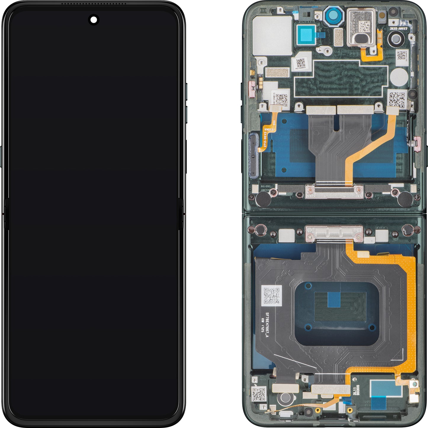 Display med Touchscreen Motorola Razr 60 Ultra, med ramme, Under Inner, Grønn (Pantone Scarab), Service Pack 5D68C30088
