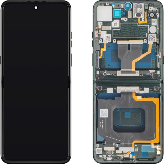 Display med Touchscreen Motorola Razr 60 Ultra, med ramme, Under Inner, Grønn (Pantone Scarab), Service Pack 5D68C30088