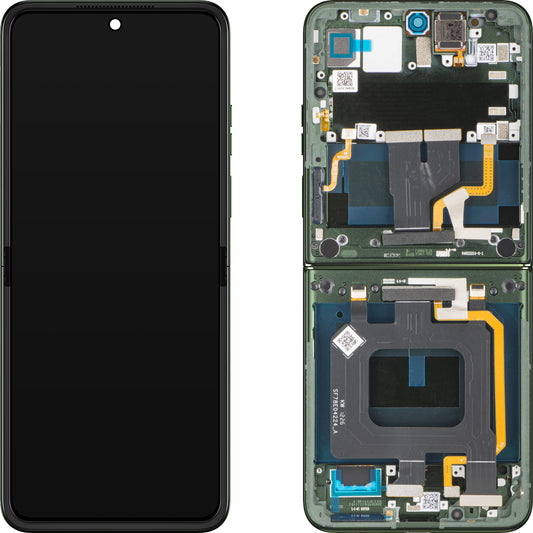 Motorola Razr 70 Plus berøringsskjermdisplay, med ramme, under inner, grønn (Pantone Mountain View) Service Pack 5D68C32313