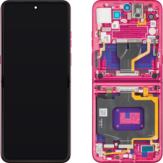Display med Touchscreen Motorola Razr 60 Ultra, med ramme, Under Inner, Magenta (Pantone Cabaret), Service Pack 5D68C29902