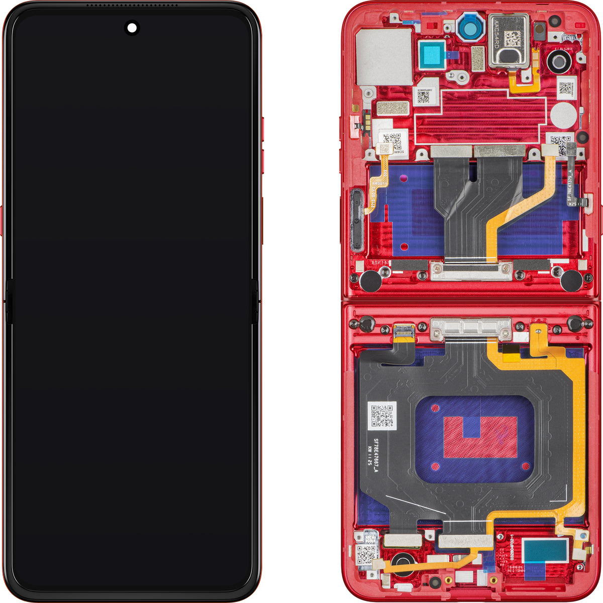 Display med Touchscreen Motorola Razr 60 Ultra, med ramme, Under Inner, Rød (Rio Red), Service Pack 5D68C30153