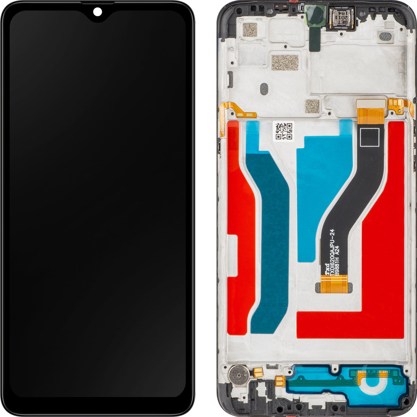 Display med MP Touchscreen kompatibel med Samsung Galaxy A10s A107, med ramme, Svart