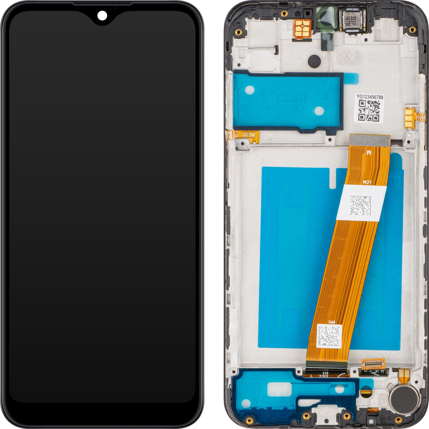 Display med MP Touchscreen kompatibel med Samsung Galaxy A01 A015, med ramme, ikke-europeisk versjon, svart