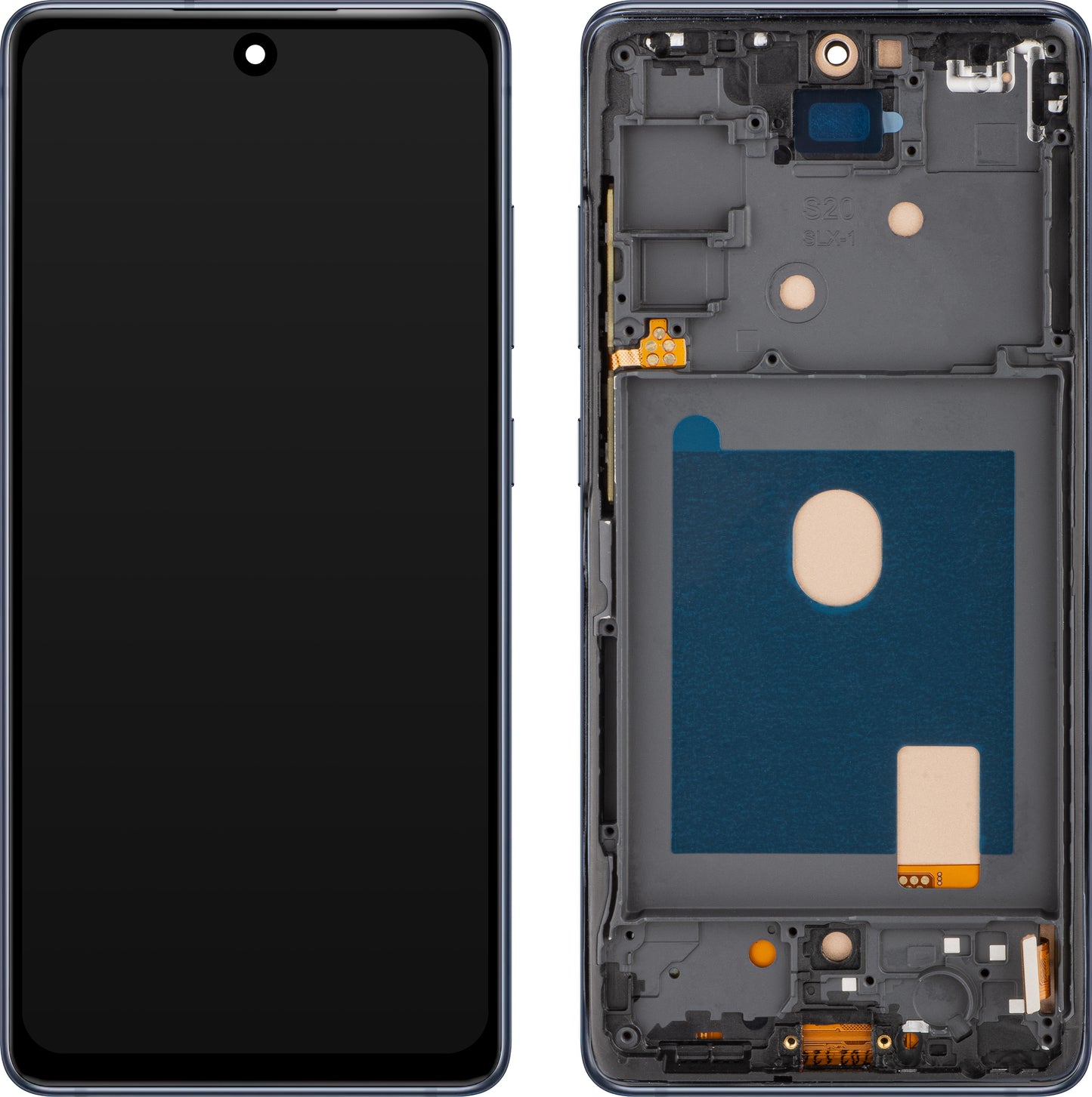 Display med MP Touchscreen kompatibel med Samsung Galaxy S20 FE G780, med ramme, marineblå.