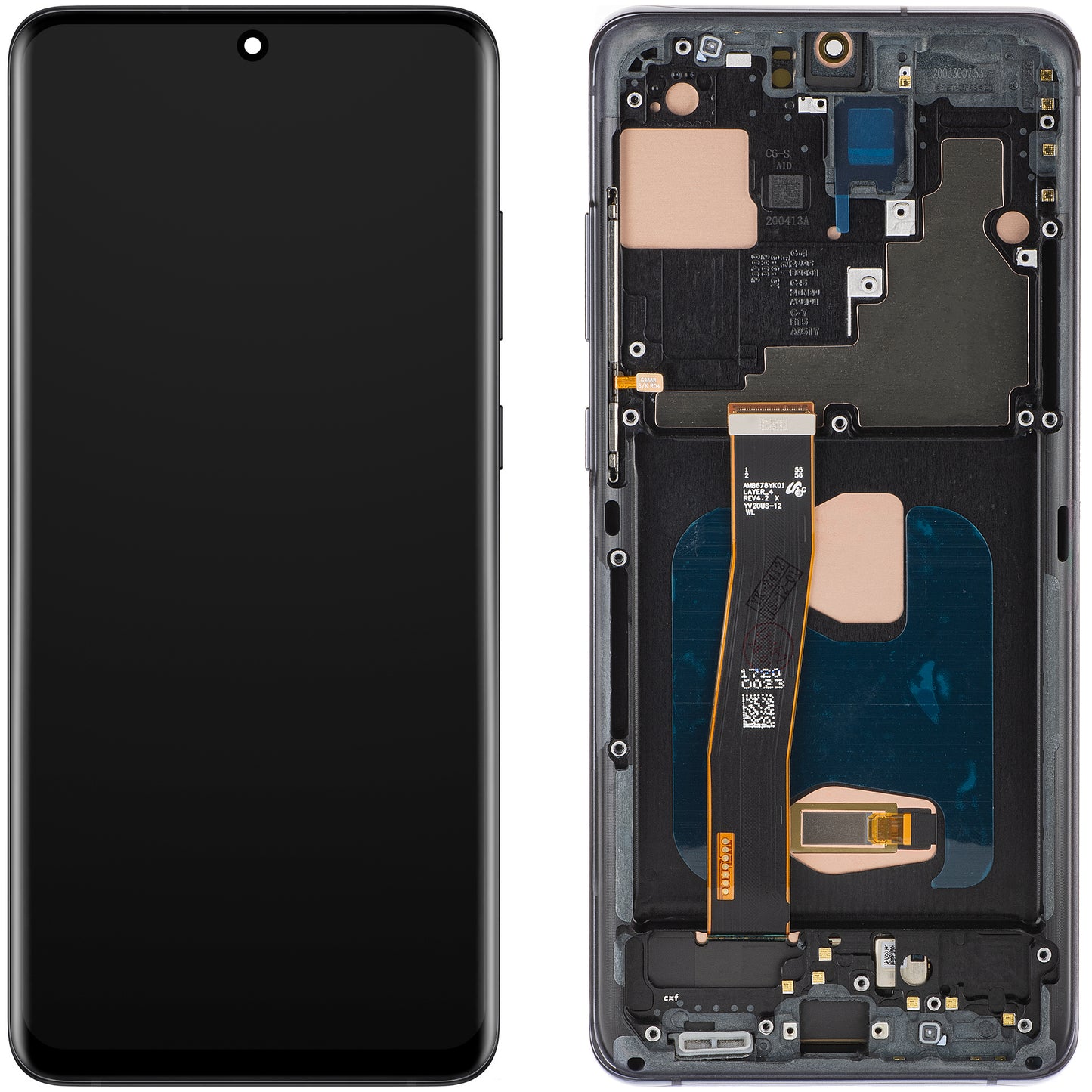 Display med Touchscreen MP kompatibel med Samsung Galaxy S20 Ultra G988, med ramme, OLED-versjon, Svart