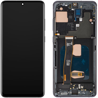 Display med Touchscreen MP kompatibel med Samsung Galaxy S20 Ultra G988, med ramme, OLED-versjon, Svart