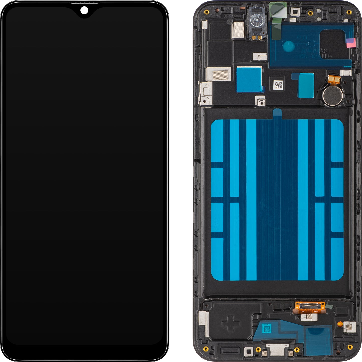 Display med MP Touchscreen kompatibel med Samsung Galaxy A20 A205, med ramme, Svart