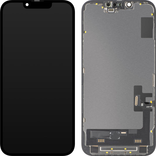 Display med MP Touchscreen kompatibel med Apple iPhone 14, med ramme, Soft OLED IC Movable FHD-versjon, Svart