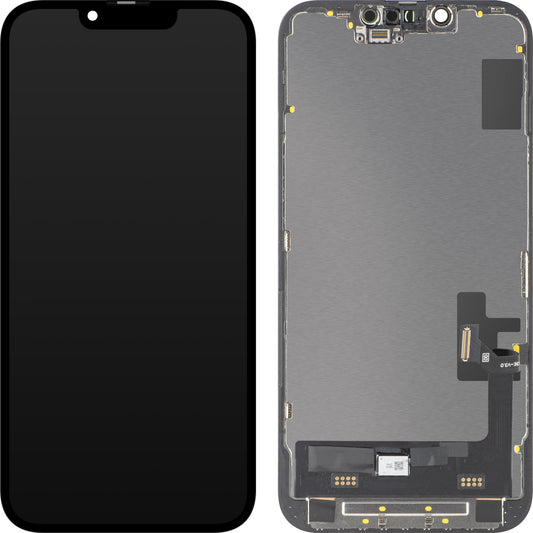Display med MP Touchscreen kompatibel med Apple iPhone 14, med ramme, Soft OLED FHD Diagnostic versjon, Svart