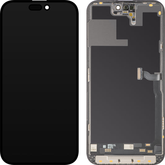 Display med MP Touchscreen kompatibel med Apple iPhone 14 Pro Max, med ramme, Soft OLED IC Movable 120Hz FHD-versjon, Svart