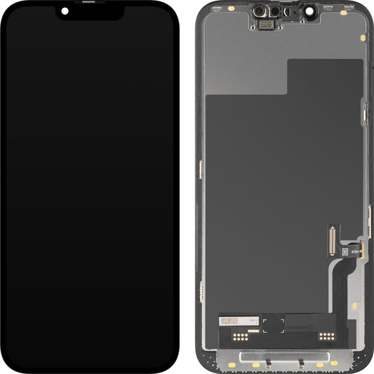 Display med MP Touchscreen kompatibel med Apple iPhone 13, med ramme, Soft OLED IC Movable FHD-versjon, Svart
