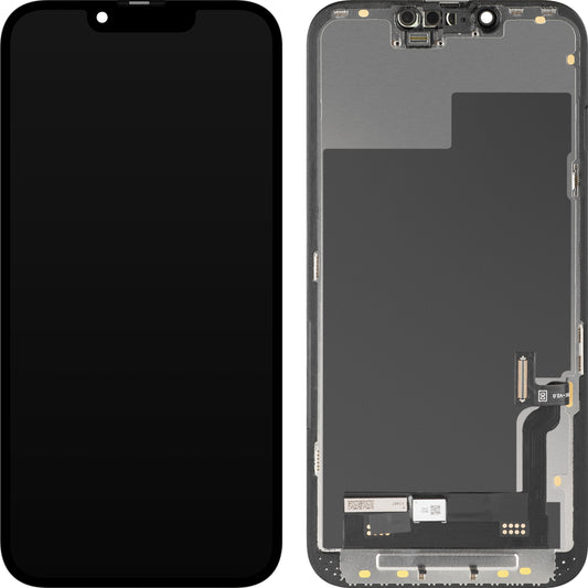 Display med MP Touchscreen kompatibel med Apple iPhone 13, med ramme, Soft OLED FHD Diagnostic versjon, Svart