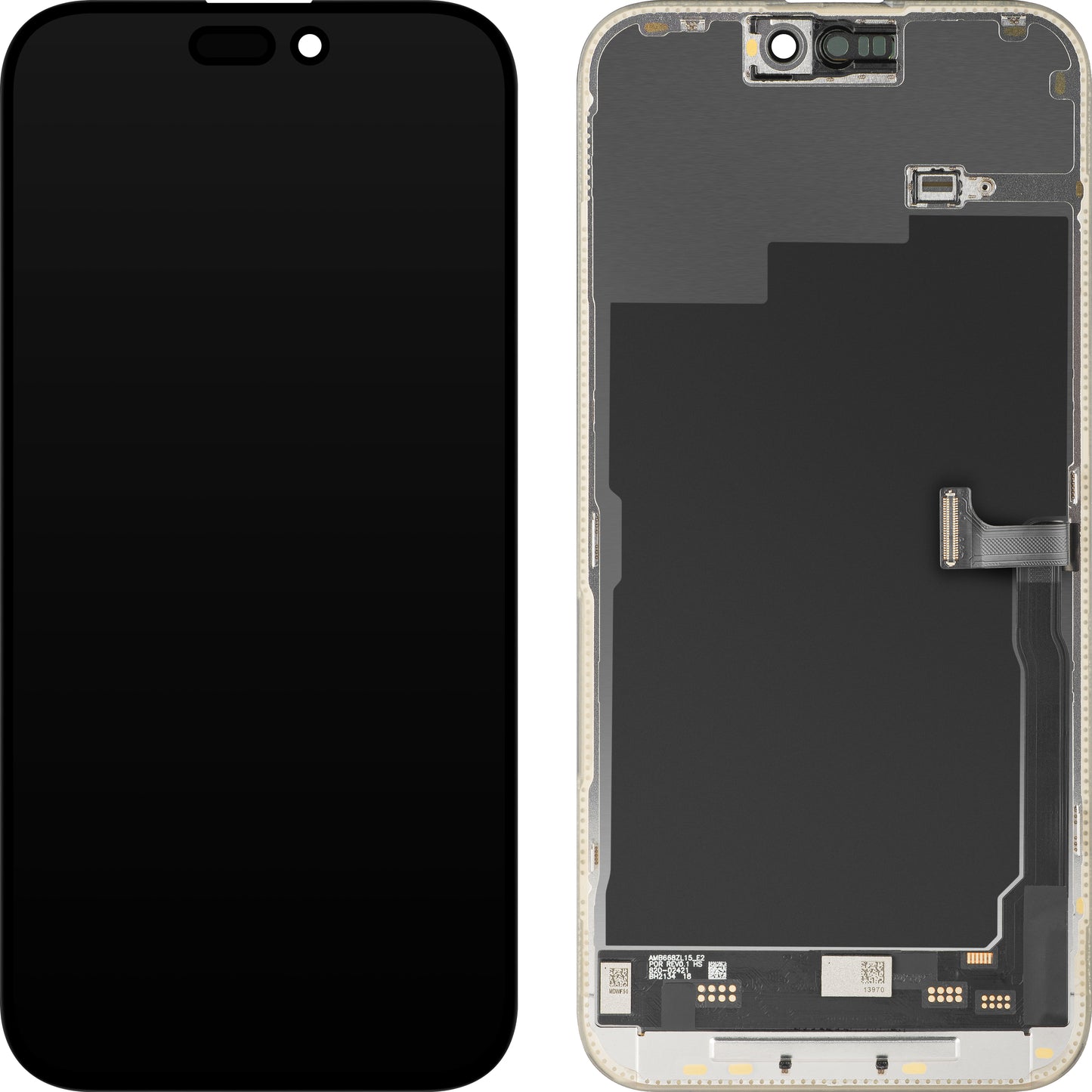 Display med MP Touchscreen kompatibel med Apple iPhone 15 Pro Max, med ramme, Soft OLED IC Movable 120Hz FHD-versjon, Svart