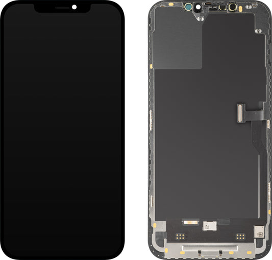 Display med MP Touchscreen kompatibel med Apple iPhone 12 Pro Max, med ramme, Soft OLED IC Movable FHD-versjon, Svart