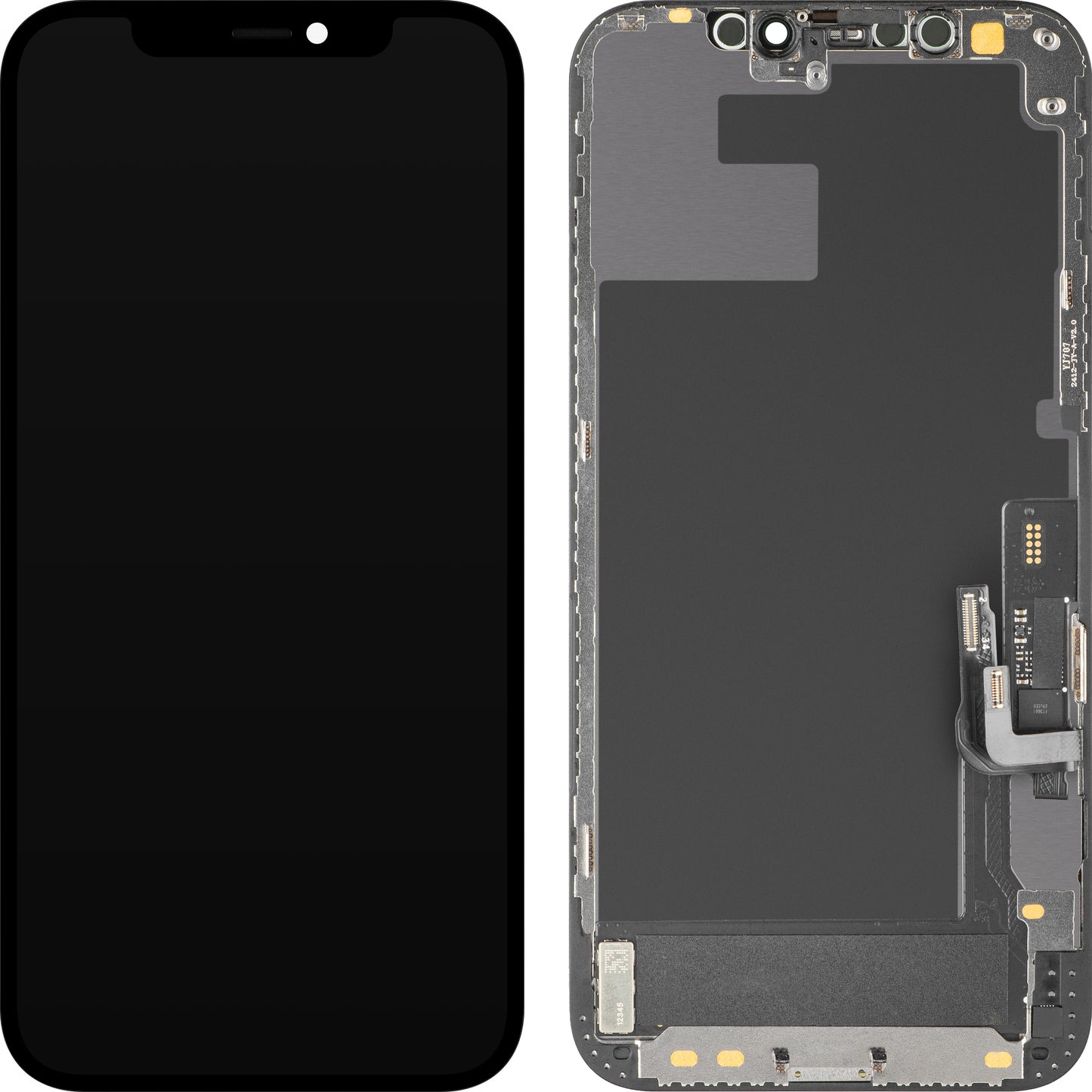 Display med MP Touchscreen kompatibel med Apple iPhone 12 / 12 Pro, med ramme, Soft OLED IC Movable FHD-versjon, Svart