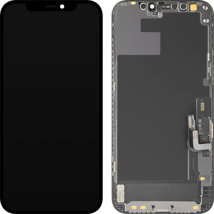 Display med MP Touchscreen kompatibel med Apple iPhone 12 / 12 Pro, med ramme, Soft OLED IC Movable FHD-versjon, Svart