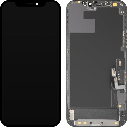 Display med MP Touchscreen kompatibel med Apple iPhone 12 / 12 Pro, med ramme, Soft OLED IC Movable FHD-versjon, Svart