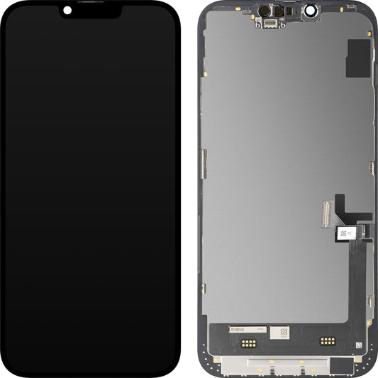 Display med MP Touchscreen kompatibel med Apple iPhone 14 Plus, med ramme, Soft OLED FHD Diagnostic versjon, Svart
