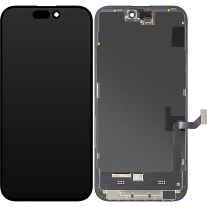 Display med MP Touchscreen kompatibel med Apple iPhone 15 Plus, med ramme, Soft OLED FHD IC Movable versjon, Svart