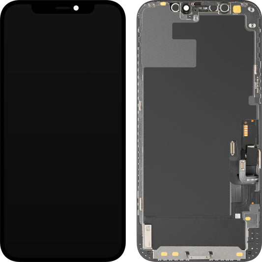 Display med MP Touchscreen kompatibel med Apple iPhone 12 / 12 Pro, med ramme, OLED Diagnostic-versjon, Svart
