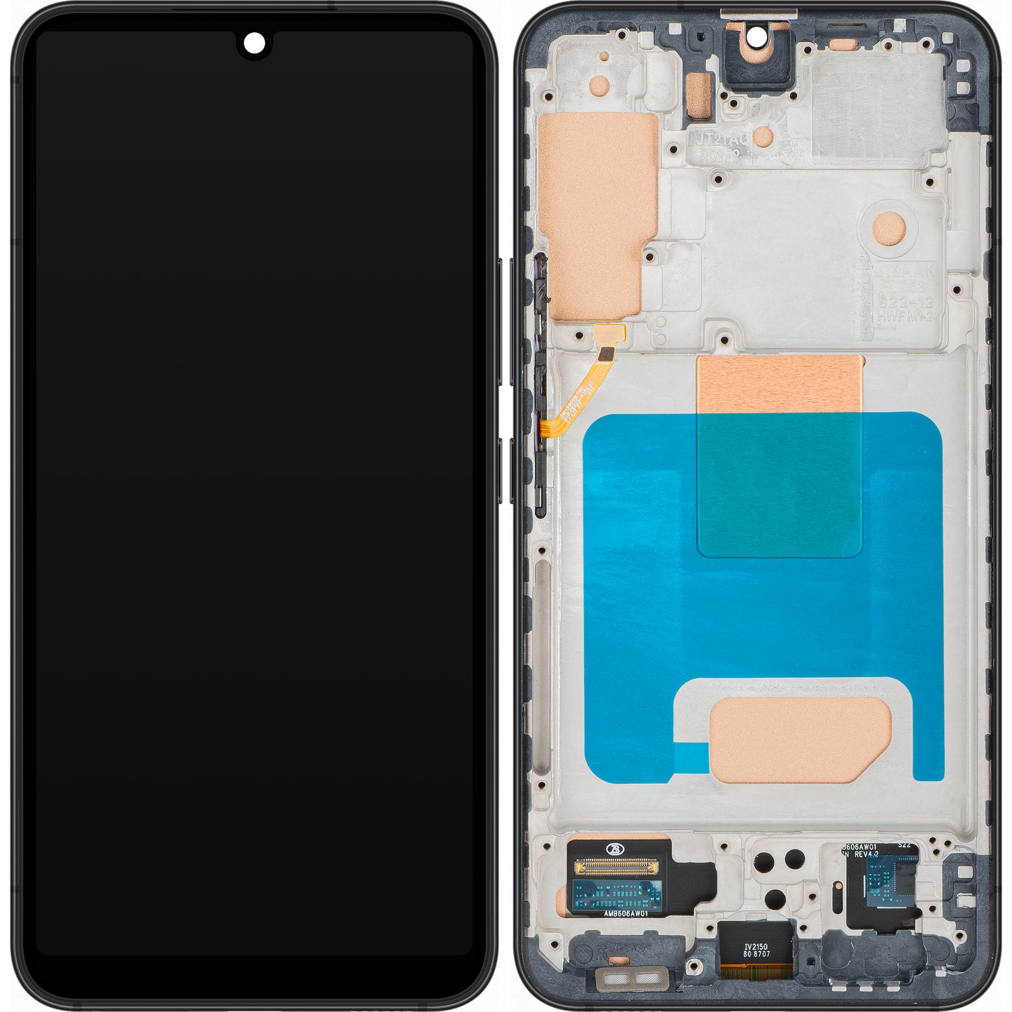 Display med Touchscreen MP kompatibel med Samsung Galaxy S22 5G S901, med ramme, Svart