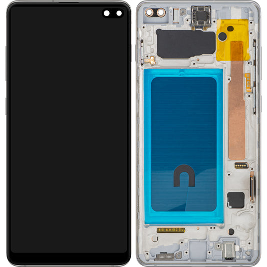 Display med Touchscreen MP kompatibel med Samsung Galaxy S10+ G975, med ramme, sølv