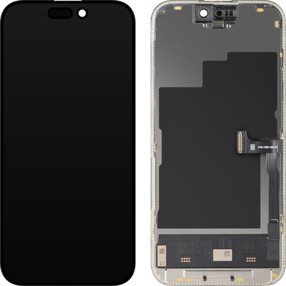 Display med MP Touchscreen kompatibel med Apple iPhone 15 Pro, med Ramme, Soft OLED FHD 120Hz Diagnostisk Versjon, Svart