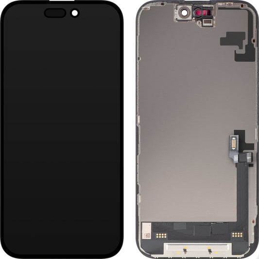 Display med MP Touchscreen kompatibel med Apple iPhone 16, med ramme, Soft OLED FHD Diagnostic versjon, Svart