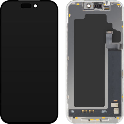 MP berøringsskjermdisplay kompatibelt med Apple iPhone 17 Pro, med ramme, Soft OLED FHD 120Hz IC flyttbar versjon, svart