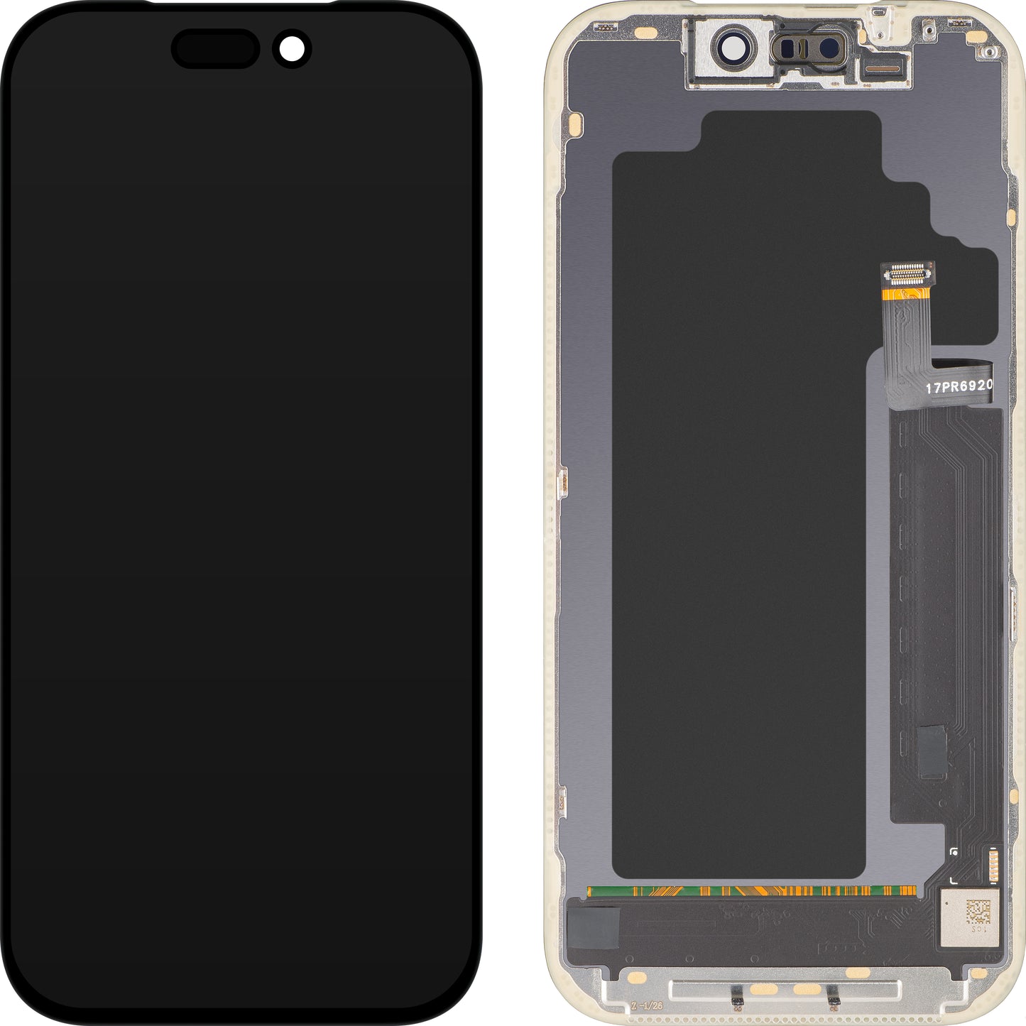 MP berøringsskjermdisplay kompatibelt med Apple iPhone 17 Pro, med ramme, OLED FHD IC Movable-versjon, svart