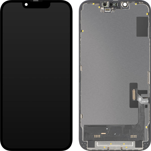 Display med MP Touchscreen kompatibel med Apple iPhone 14, med ramme, Soft OLED FHD 120Hz IC Movable versjon, Svart